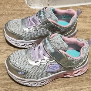Sparkly Silver and Pink Kids Sneakers